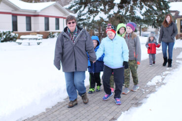 group walking outside