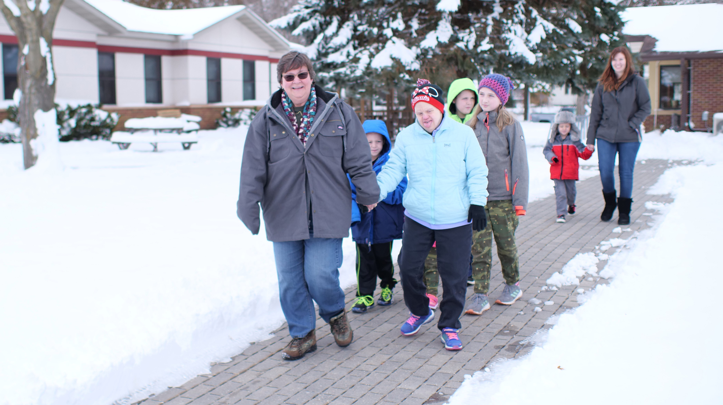 group walking outside