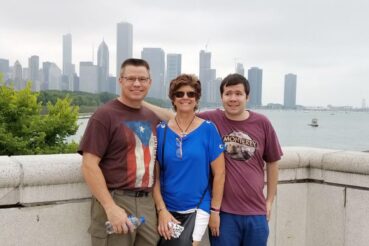 JR Larson with wife and son in Chicago