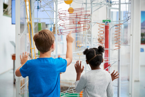 Kids at a museum exhibit